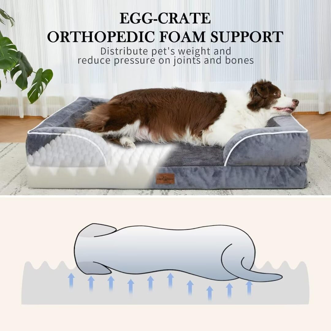 Orthopedic Dog Bed for Large Senior Dogs — Waterproof 4" Foam, Joint Relief | The Velvet Haven