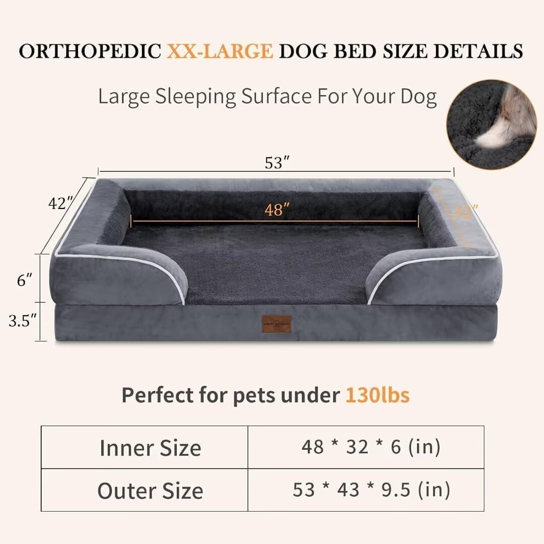 Orthopedic Dog Bed for Large Senior Dogs — Waterproof 4" Foam, Joint Relief | The Velvet Haven