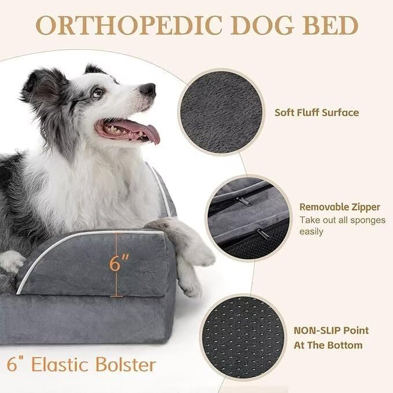 Orthopedic Dog Bed for Large Senior Dogs — Waterproof 4" Foam, Joint Relief | The Velvet Haven